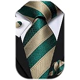 Dubulle Mens Paisley Striped Tie and Handkerchief Cufflinks Tie Set for Men Wedding Business Formal