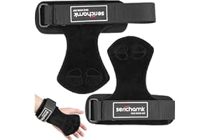 SERICHAMK Wrist Straps for Weightlifting with Wrist Wraps,Leather Weight Lifting Wrist Wraps Grip Assistance Deadlift Straps Workout Gym Straps for Men and Women