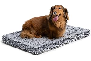PELZIN Stoutwool Indestructible Dog Bed - Fluffy Chew Proof Dog Crate Pad - Tough Dog Kennel Pad for Aggressive Chewers - Washable, Ideal for Small Dog Breeds & Fits 24-Inch Crate - 23"x16", Charcoal