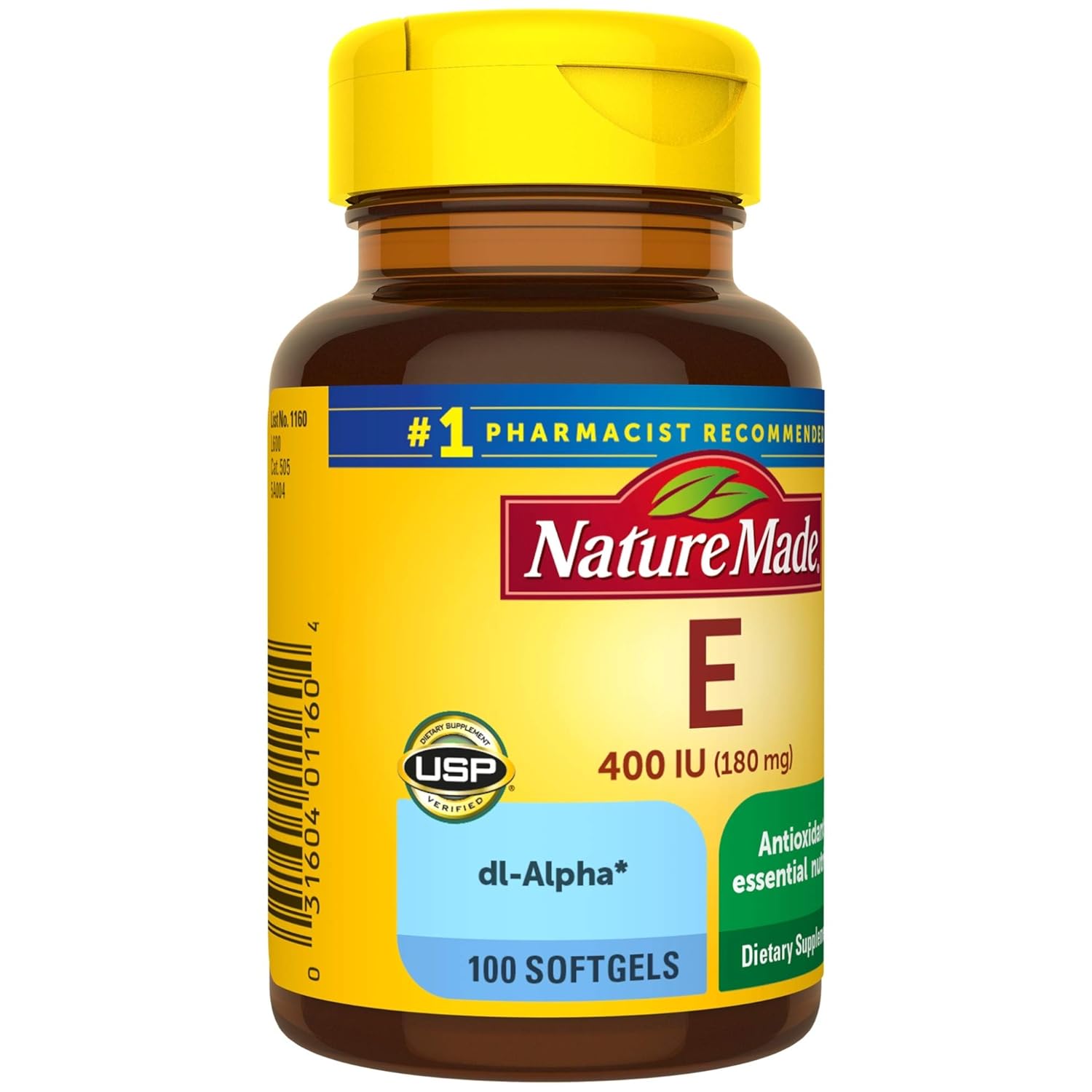 Nature Made Vitamin E 180 mg (400 IU) dlAlpha Softgels, 100 Count for
