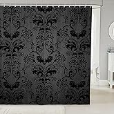 Black Damask Shower Curtain Gothic Shower Curtains for Bathroom 72