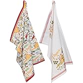 Boston International Tea Towels Rosanne Beck State Collection Set of 2 Soft & Absorbent Reusable Cotton Dish Cloths, 28" x 18", Virginia