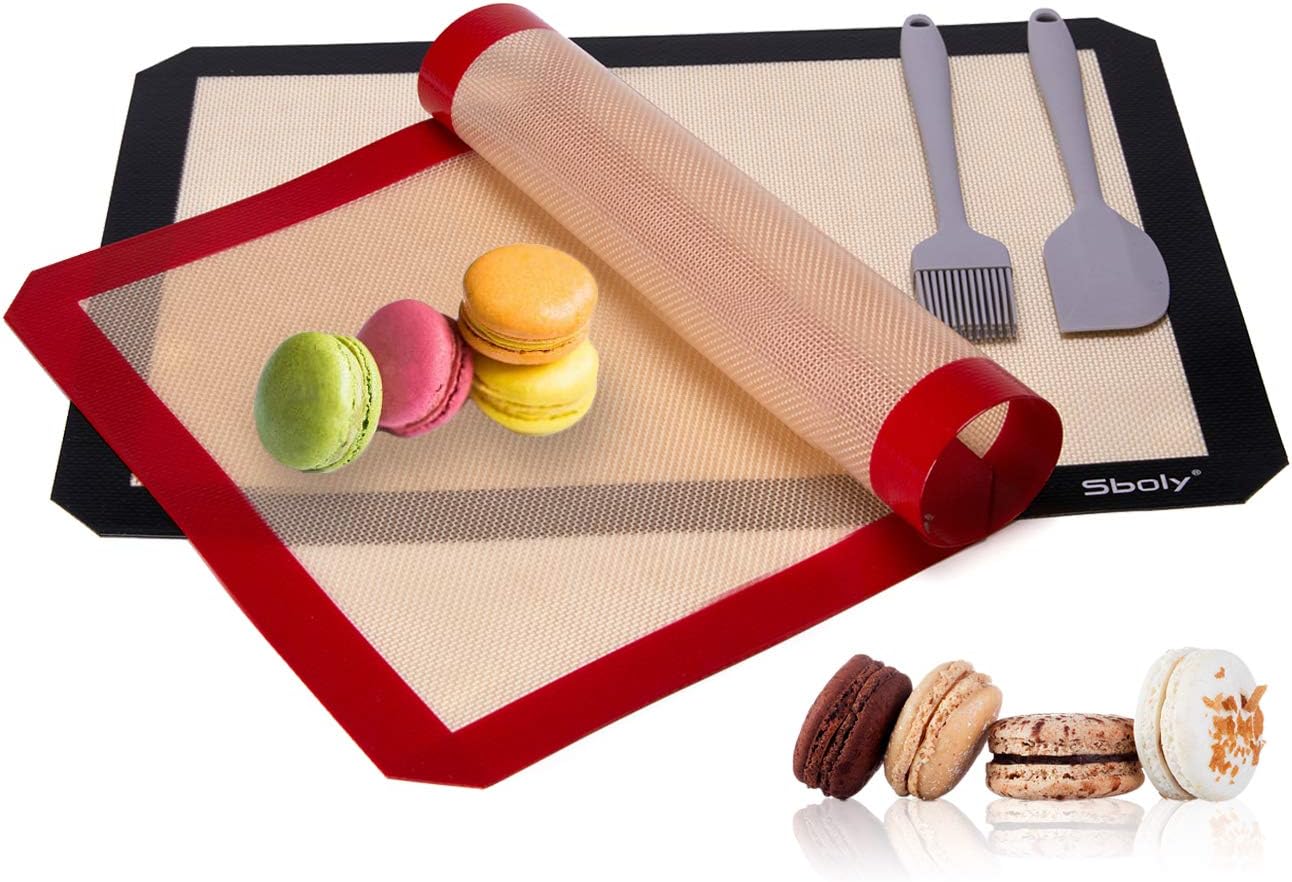 Baking Mat - Sboly Nonstick Silicone Baking Mat, Thick, Half Sheet with Baking Spatula and Brush