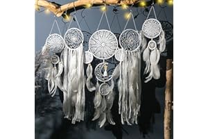 EasyBravo Large Boho Dream Catcher Macrame Wall Hanging for Vintage Wedding Home Decorations (White Set)