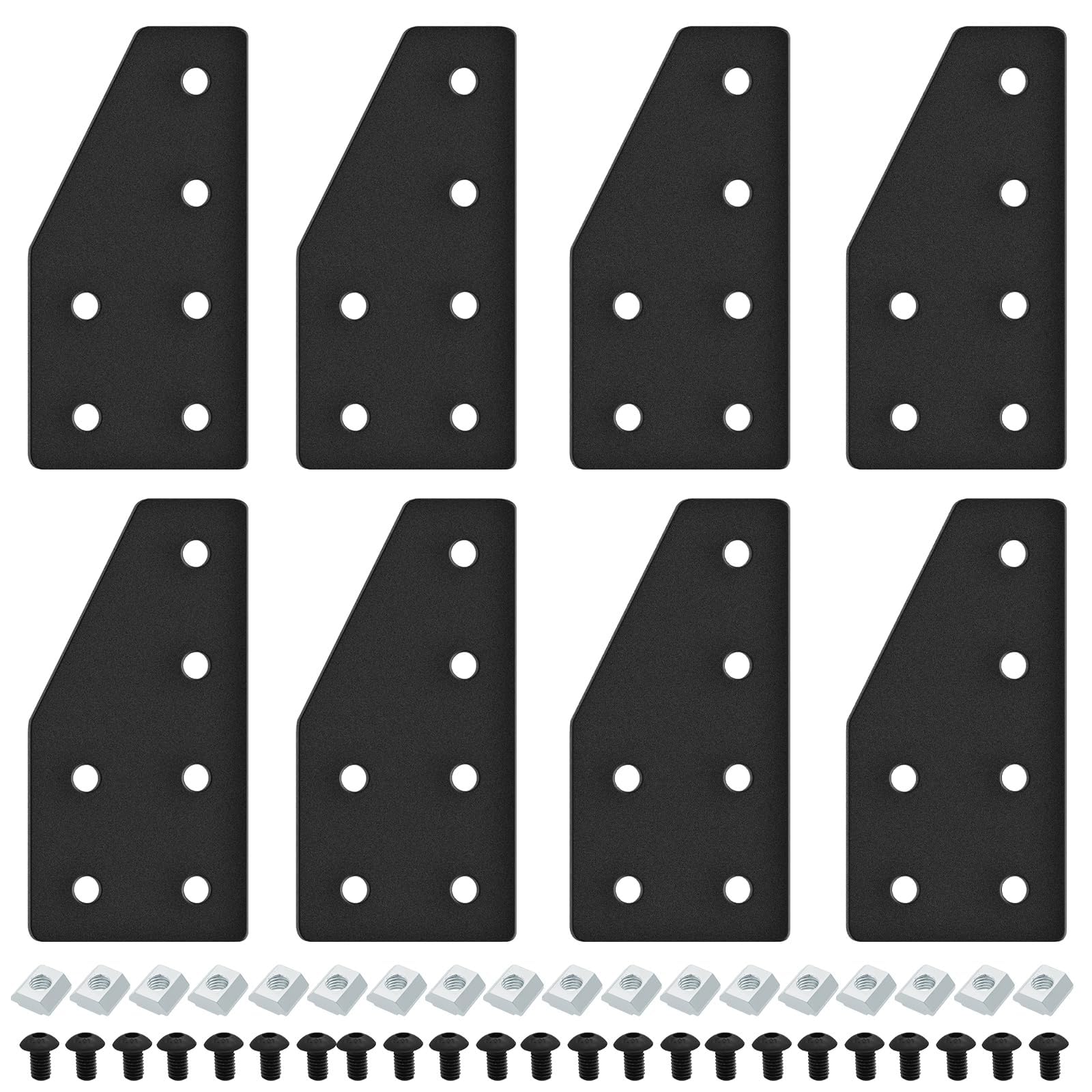 IMETRX 8pcs 2040 Aluminum Extrusion Joint Plate Connector Corner L Bracket 6-Hole 2040 V Slot Hardware T Slotted Accessories with T Nuts and Screws for Aluminum Profile 3D Printer Frame Part Black โ image 1