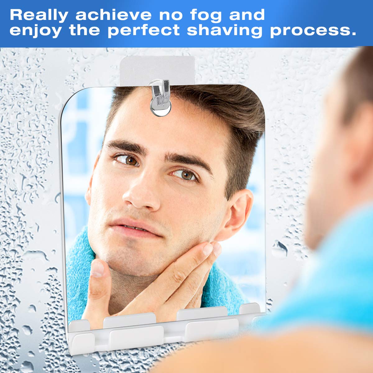 Fogless Shower Mirror, Anti Fog With Shaver holder square Bathroom Shaving Mirror, Fog-Free Wall Hanging Mirror for Bathroom Home Traveling : Beauty