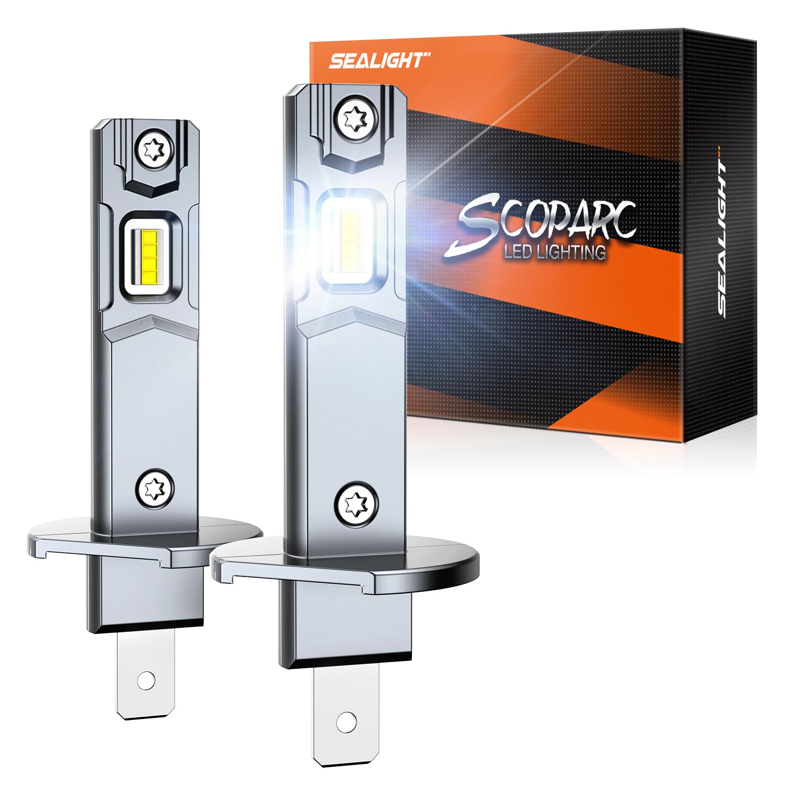Photo 1 of SEALIGHT H1 Fog Light Bulbs 36000LM 6500K Cool White 1:1 Design 50000+ Lifespan, 5 Mins Installation, Pack of 2