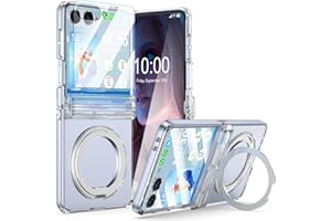 SQMCASE Designed for Z Flip 7 Case Clear,Compatible with MagSafe, Built-in Kickstand & Screen Protector & Hinge Protection, Slim Protective Phone Case Plating Cover for Samsung Galaxy Z Flip 7 (Clear)