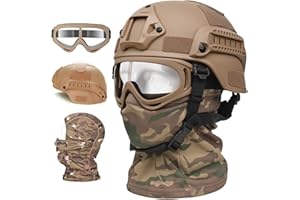 VPZENAR Airsoft Helmet,Black Tactical Helmet,Airsoft Mask Mesh,Elastic Balaclava Mask, Anti Fog Airsoft Goggles, Tactical Full Face Protection, Airsoft Accessories,Military Gear