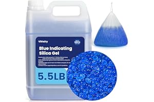 VIKTAIRY 5.5LBS Silica Gel Desiccant Beads, Premium Blue Indicating Reusable Desiccant Bulk, Industry 3-5 mm Silica Beads Dehumidifier for 3D Filament, Electronic Devices, Camera, Jewelry, Safe (10PCS Bags)
