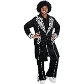 Exclusive Men's Plus Deluxe Mac Daddy Pimp Costume, Zebra Print Disco Suit for Halloween and Cosplay
