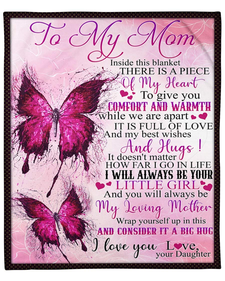 Daughter To My Mom Blanket Pink Butterflies Blanket From