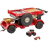 Hot Wheels Monster Trucks Down Hill Race & Go Playset with 1:64 Scale Bone Shaker Toy Truck & 1:64 Scale Toy Car
