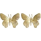 JEIYMIUW Butterfly Knobs for Dresser, Butterfly Drawer Knobs Gold, 2 Pack Gold Cabinet Knobs