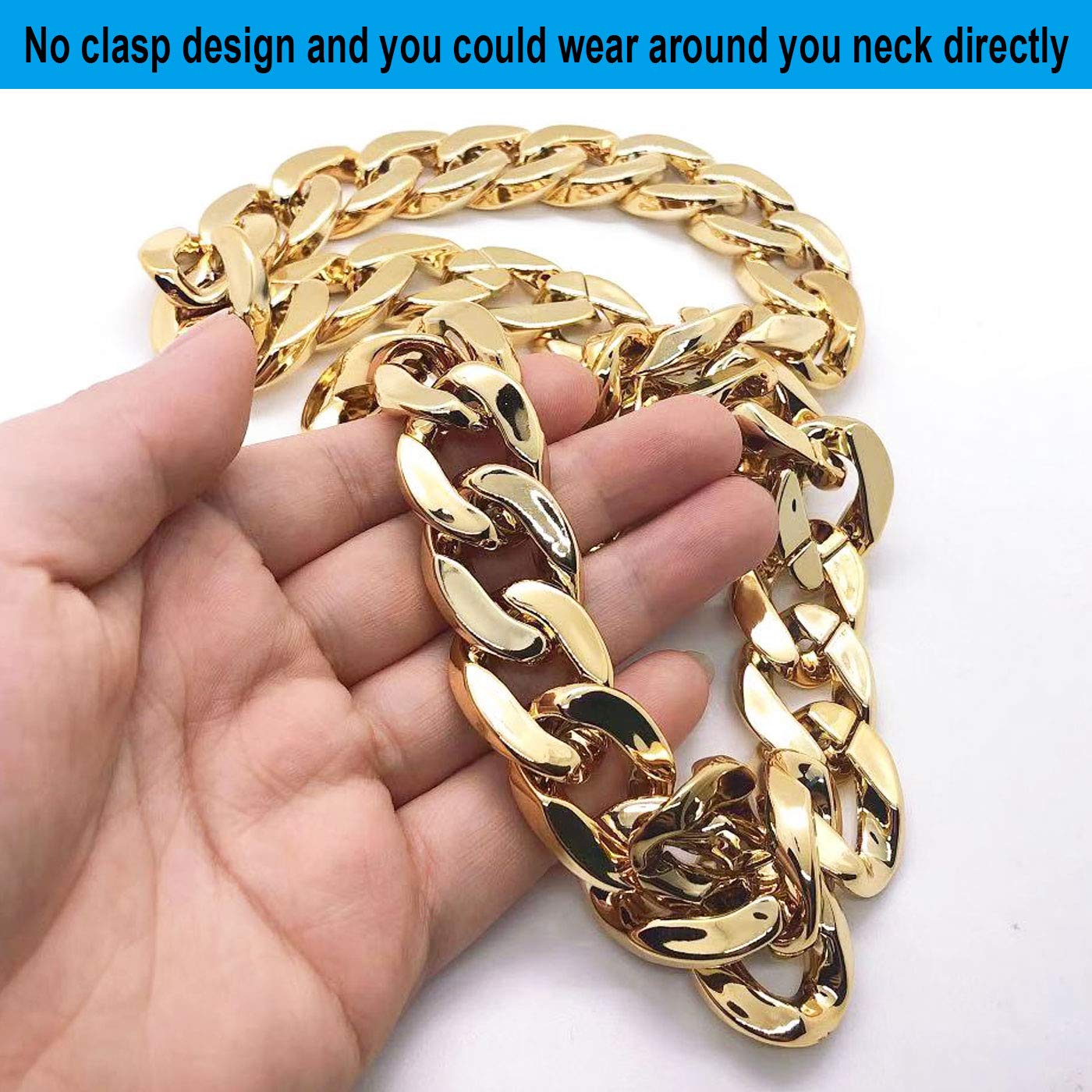 Markeny Men's Chunky Necklace, Rapper Fake Gold Chain 90s Hip Hop Fake Gold Necklace Costume Accessory (27.5 Inches*1.37inches)