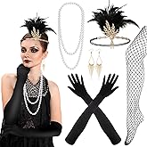 PLULON 1920s Flapper Great Gatsby Accessories Set Fashion Roaring 20's Theme Set