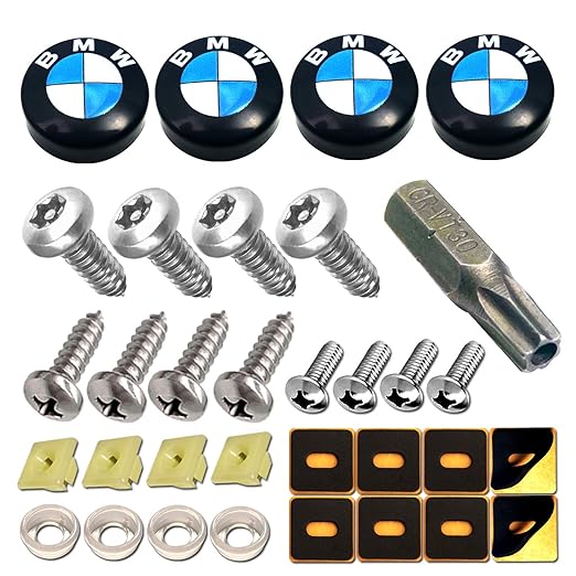 Amazon.com: Anti Theft License Plate Screws- Car Tag Screws, Logo Black ...