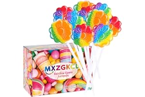 MXZGKCL 36 Pack Rainbow Flower Lollipop Small, Rainbow Swirl Lollipops Individually Wrapped Bulk, Kid's Lollipops Candy for Birthday, Net 8g Mixed Fruit Flavor