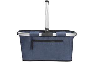 Picnic Basket, SIYUAN Shopping Basket with Handle 22L Collapsible Grocery Basket Portable Folding Basket for Marketing Reuasble, Blue