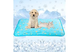 SEIS Dog Ice Pad Ice Silk Cats Kennel Mat Pet Cooling Pad Summer Cool Bamboo Mat Breathable Pad (Blue Fruit, L