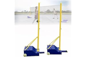 lwjunmm Volleyball/Badminton Poles,badminton net bracket Mobile net badminton net frame with wheel box type net Post Steel Stand with Stable Base Indoor & Outdoor Use(5-6.6ft,),H2:1.55m