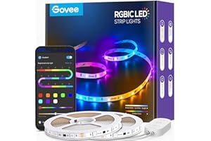 Govee 65.6ft RGBIC LED Strip Lights, Color Changing LED Strips, App Control via Bluetooth, Smart Segmented Control, Multiple Scenes, Enhanced Music Sync LED Lights for Bedroom, Home Decor (2 X 32.8ft)