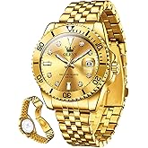 OLEVS Mens Watches Luxury Business Analog Quartz Watches for Men with Stainless Steel Dress Date Waterproof Luminous Wrist Watches