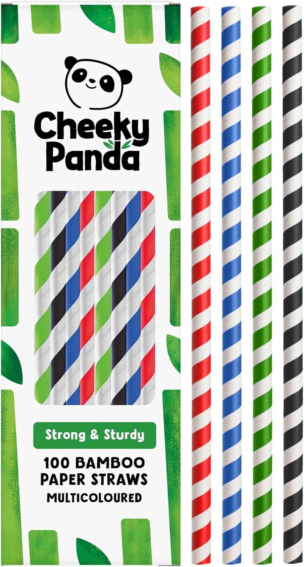 The Cheeky Panda Bamboo Paper Straws 100 Multicoloured Drinking Straws