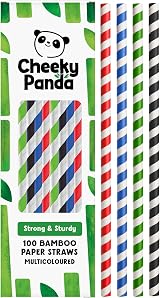 The Cheeky Panda Bamboo Paper Straws 100 Multicoloured Drinking Straws
