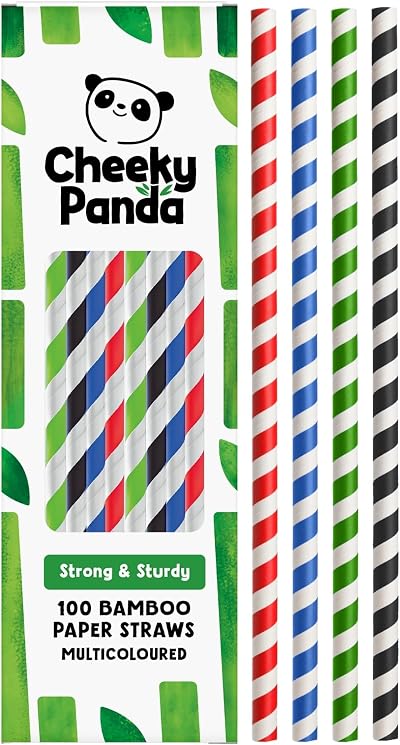 The Cheeky Panda Bamboo Paper Straws 100 Multicoloured Drinking Straws