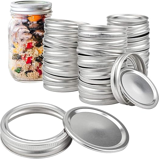 YRW 36 Sets of Tinplate Jar Lids and Rings with a Wide Opening of 86 mm