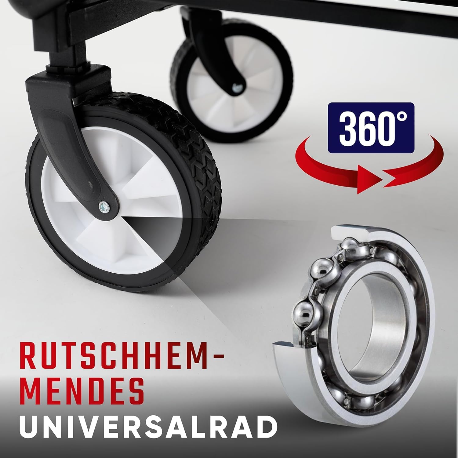 Klappbarer zusammenklappbarer Bollerwagen, Strandkarren mit großer Kapazität, Stabiler klappbarer Bollerwagen tragbar, zusammenklappbarer Wagen für Sport, Einkauf, Camping 5