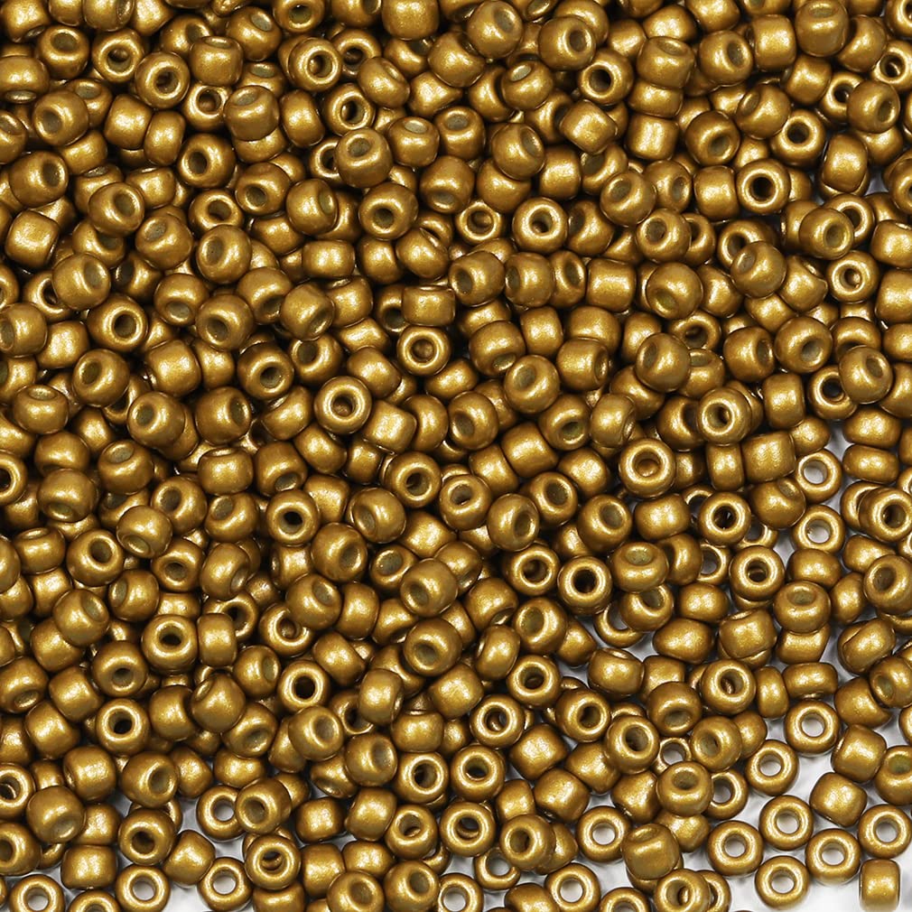 Bala&Fillic Matte Golden Color 3mm Seed Beads About 3600pcs/100Grams in Bag, 8/0 Glass Craft Beads for Making Bracelet Necklace Earring(Matte Golden)