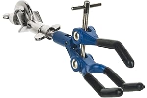 Eisco Labs Industrial Series Long (5cm) 3 Finger, Rubber Coated Extension Lab Clamp, 3.3" (8.5cm) Maximum clamp Opening Attac