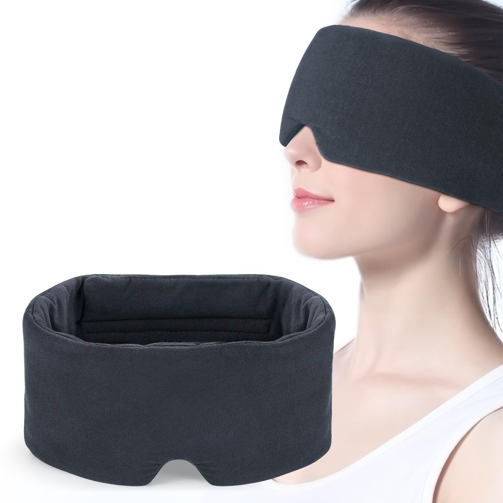 Mavogel Sleep Mask - Skin Friendly Modal Material & Light Blocking Sleeping Mask for Home/Flight/Shift Work, Handmade, Fully Adjustable Strap, Full Eye Covers for Women/Men Sleeping (Dark Grey)