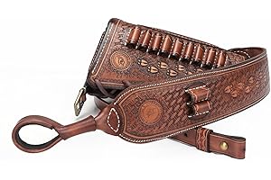 TOURBON Vintage Leather Rifle Cheek Rest Pad with Matched Sling, No Drill/No Mounts Needed, Recoil Pad Shell Holder Hunting S