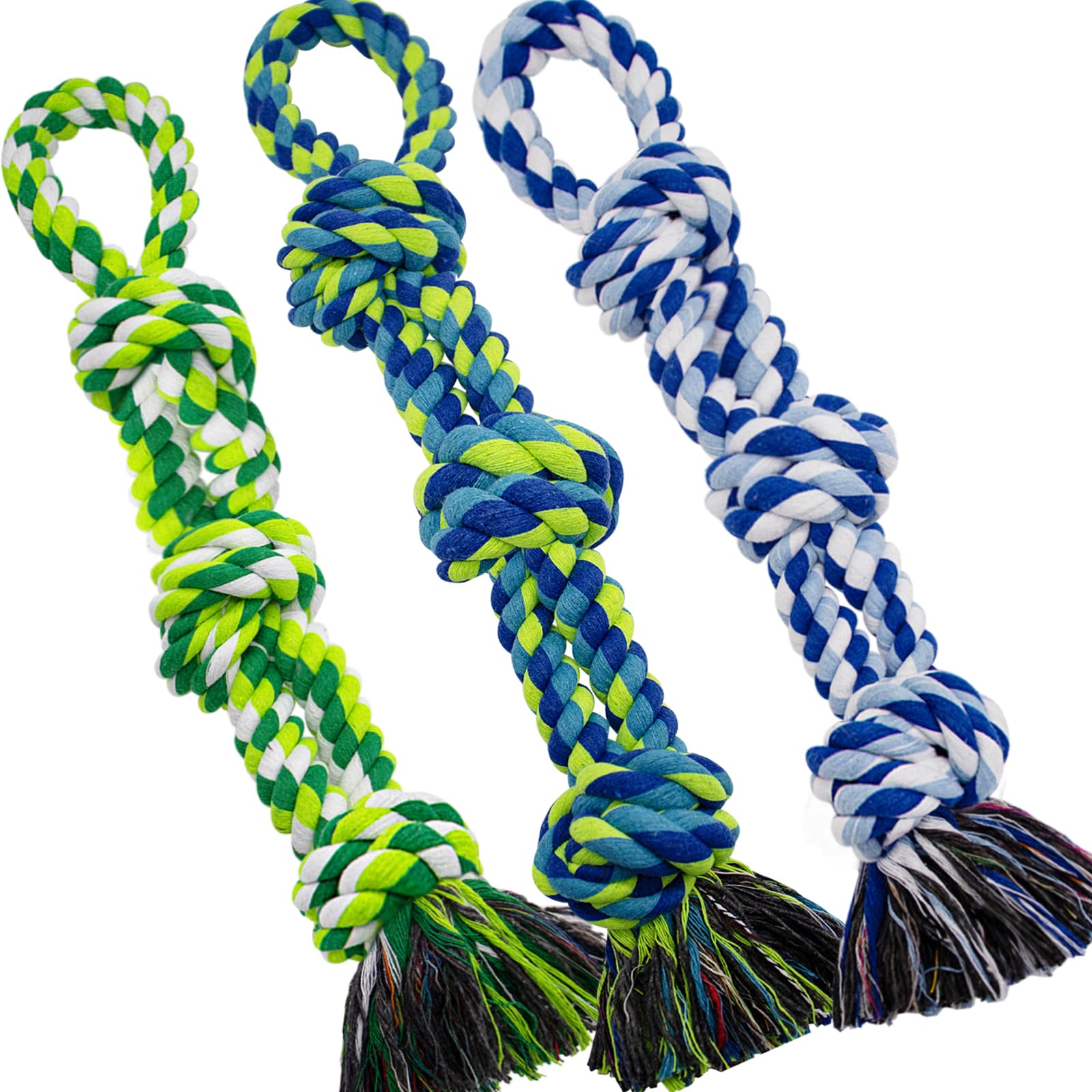 Photo 1 of [3 Pack] Dog Rope Toys for Large and Medium Aggressive Chewers, Nearly Indestructible Rope Chew Toys, Heavy Duty 100% Cotton Tug of War Dog Toy for Boredom, Teeth Cleaning