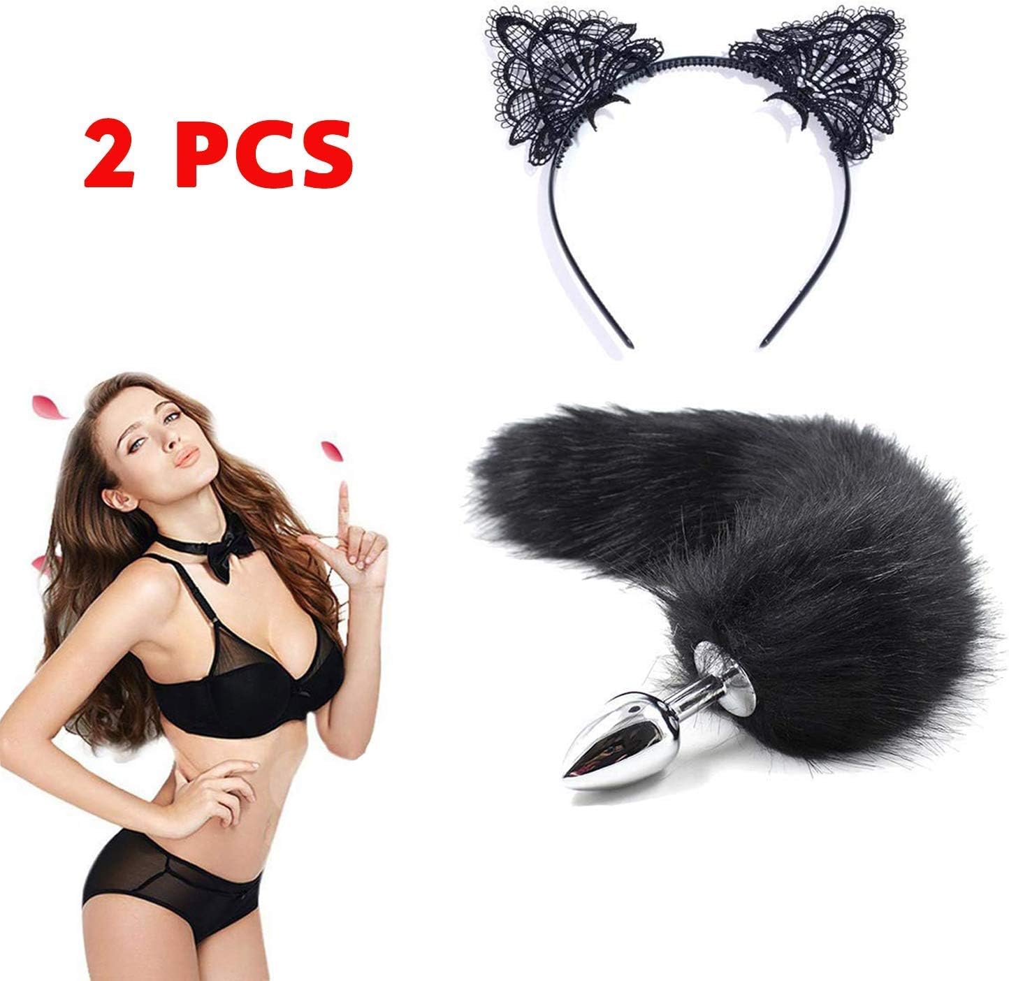 Vitnette Fox Tail Headband Headwear - B-ütt an-âl Pl-ùg T-ö-ys for Wömén Bêginnêrs