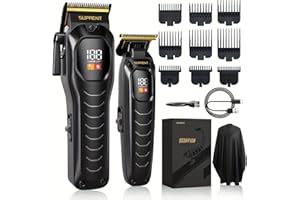 SUPRENT Cordless Hair Clippers for Men - Professional Hair Clipper & Trimmer Set, Wireless Hair Cutting Kit for Family, Rechargeable Cordless Hair & Beard Trimming Set for Men with LED Display (Black)