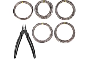 QWORK Bonsai Training Wire with Wire Cutter - 5 Rolls, Total 147 Feet Aluminum Wire (1.0mm, 1.5mm, 2.0mm, 2.5mm, 3.0mm)