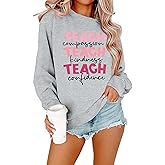 SFHFY Teacher Sweatshirt Women: Teach Kindness Pullover Teacher Life Shirt Special Education Tee Inspirational Tops