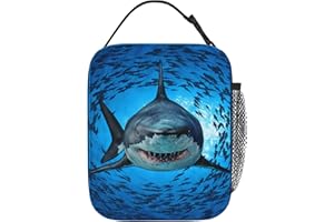 YOZIRIBO Kids Lunch Bag Lunch Box for Boys Girls Women Men, Reusable Insulated Lunch Tote Bag, Thermal Cooler Sack Food Handbags High Capacity for School Work Travel Picnic (Shark)