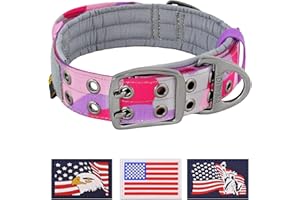 ADITYNA Heavy Duty Dog Collar for Large Dogs - Camo Pink Purple Collar with Handle for Training, and Walking - Wide, Tactical, Soft Neoprene Padded