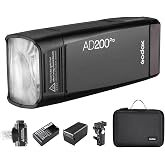 Godox AD200 Pro AD200Pro Pocket Outdoor Flash Strobe, 200Ws 2.4G TTL | 1/8000s HSS Monolight, 0.01-1.8s Recycle, 500 Full Power Flashes, GODOX AD 200 Pro Kit with Battery and Bare Bulb Flash Head