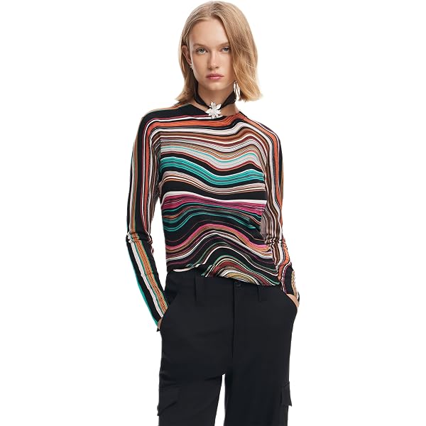 Desigual Women's Thick Knit Pullover Sweater - Heart Jacquard Pattern Long Sleeve - View #4