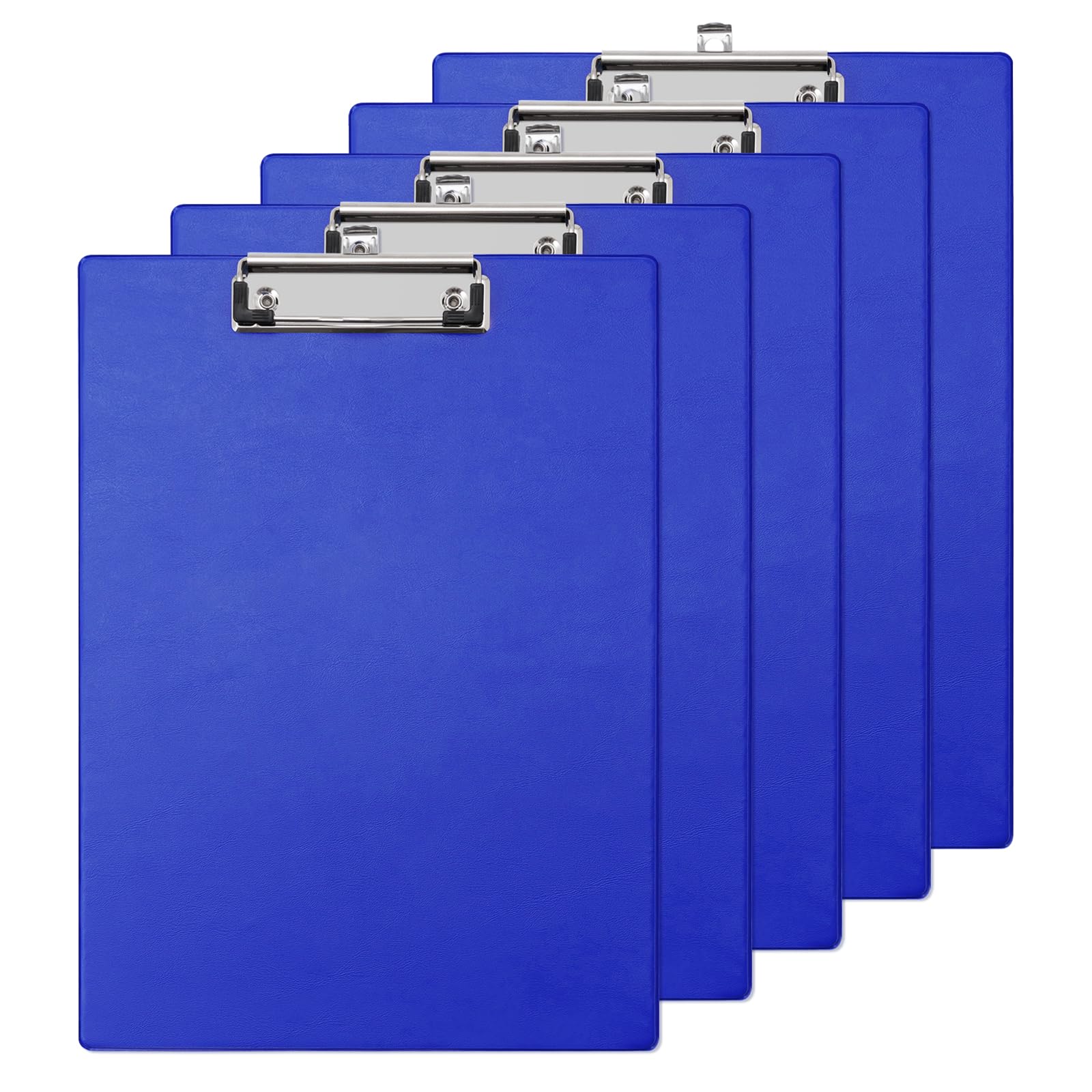 Srvnpioy Clipboard A4, 5 Pack, Clip Board with Low Profile Clip, Made of PVC and Cardboard, A4 Writing Pad, Memo Paper Writing Board for Office, Hospital, Restaurant, Warehouse, Blue
