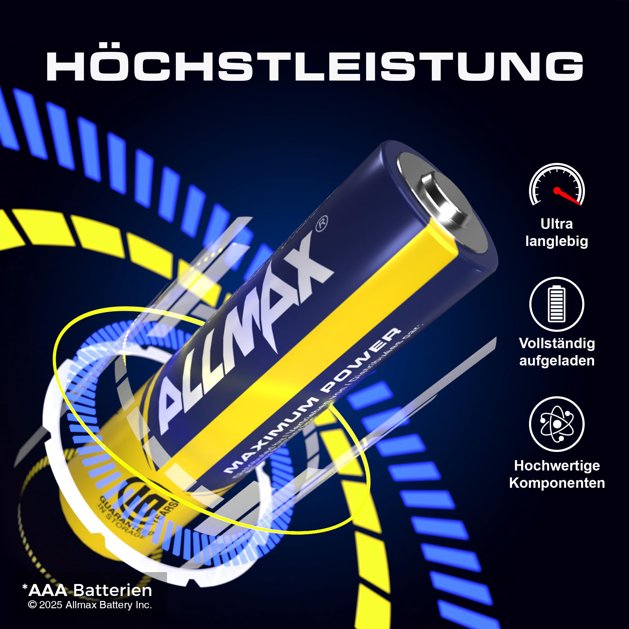 Allmax AAA Micro (LR03) Maximum Power Alkaline Batterien (100 Stück) – Ultra-Langlebigkeit, auslaufsicheres Design, 10 Jahre Haltbarkeit, maximale Leistung (1,5 V) 2