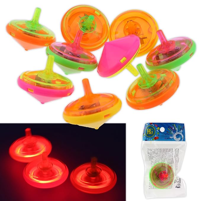 6x Kreisel LED Lichteffekt Leuchtend Spinning Bunt Mitgebsel 4,5 cm Beutel