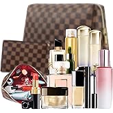2 Pack Makeup Bag Set for Women, Large Brown Leather Cosmetic Bag + Small Zipper Pouch, Water-Resistant Travel Toiletry Organizer with Smooth Metal Zipper, Stylish Storage for Daily Use & Gift