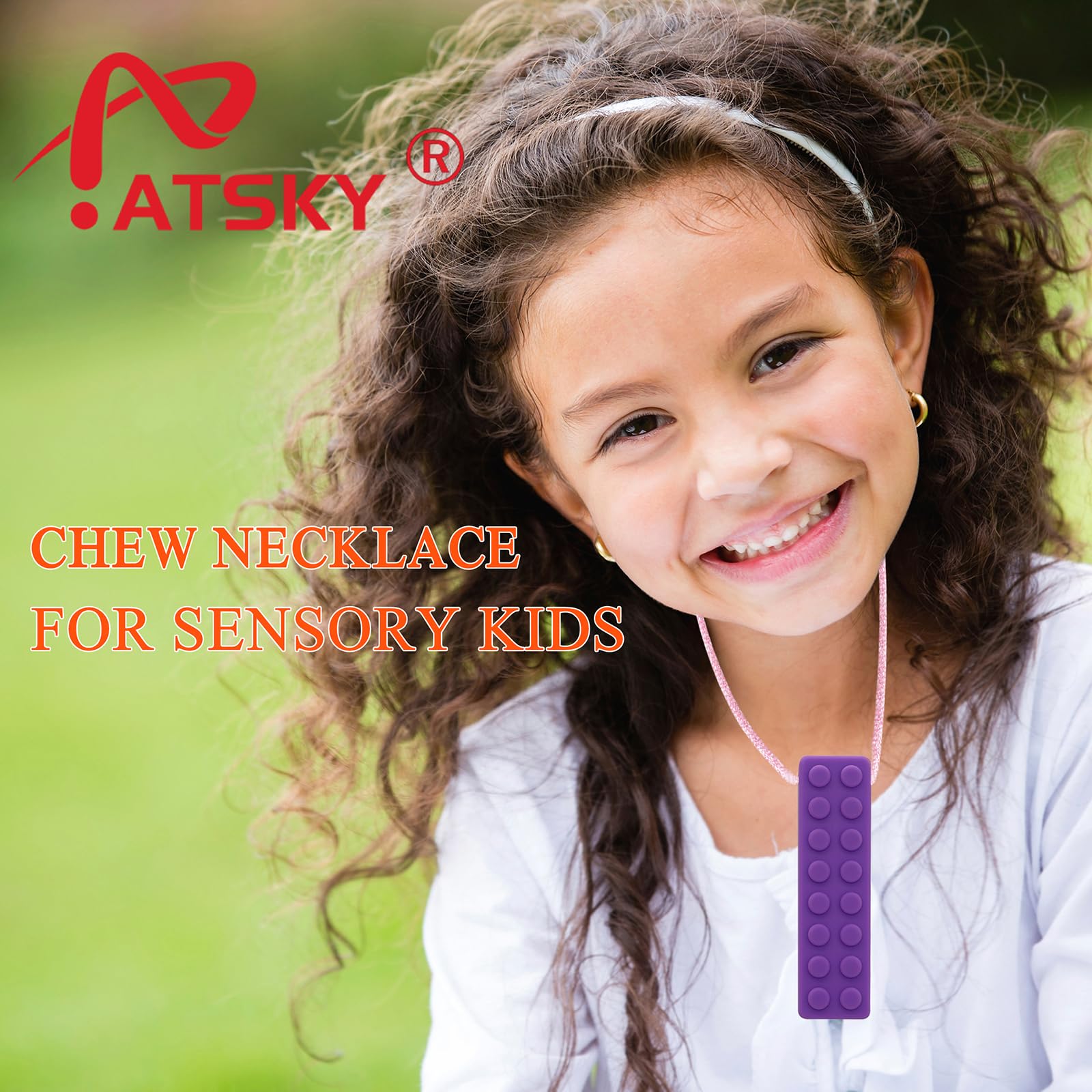 Chewy Necklaces for Sensory Kids, Boys and Girls, Silicone Dinosaur Chewy Necklaces for Autism, ADHD, SPD, Chewable Oral Motor Pendant for Chlidren